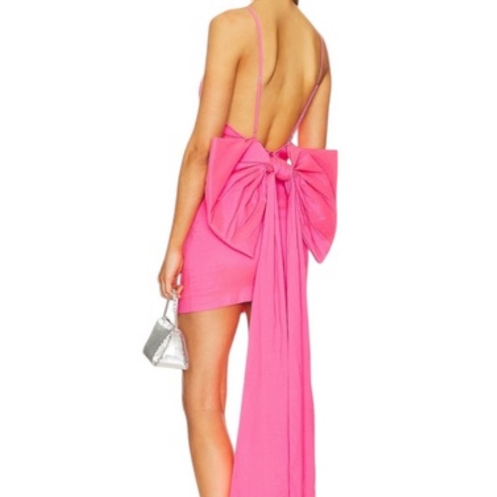 REVOLVE Pink Backless Mini Dress with Oversized Bow